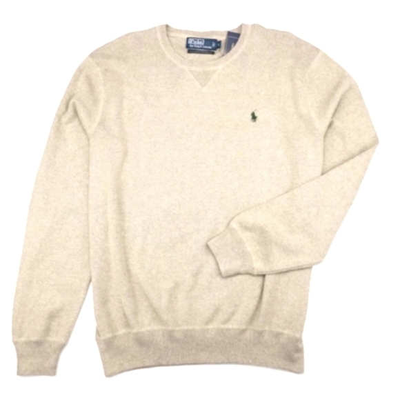Polo by Ralph Lauren Men's Cotton Knit Sweater with Navy Blue Pony Logo - Picture 8 of 8